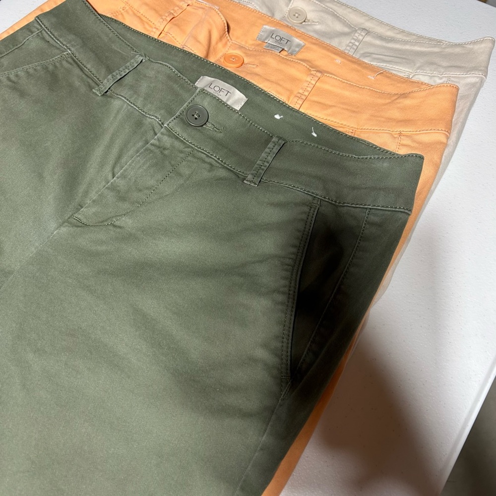 Ann Taylor Loft Chinos in three different colors